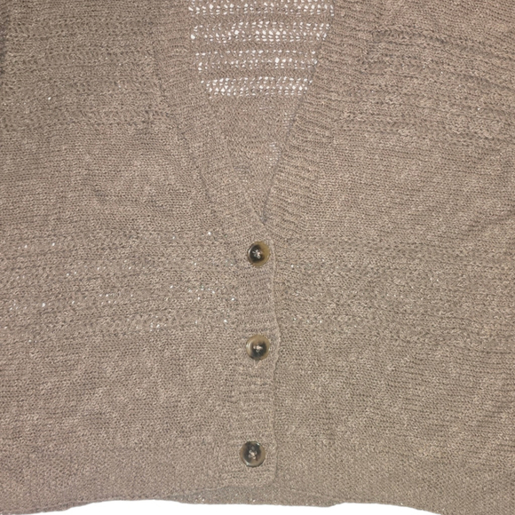 Vintage Women's J. JILL Knit Cardigan, Size L, Brown Tan Cotton Pre Loved - Picture 2 of 7
